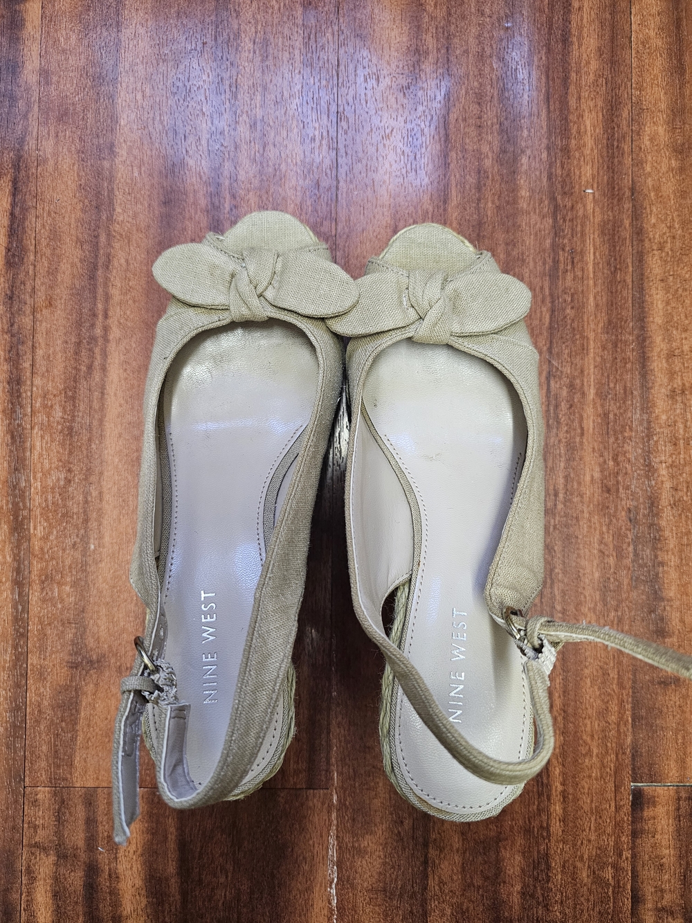 Nine West Women's Tan Bow Slingback Espadrille Wedges